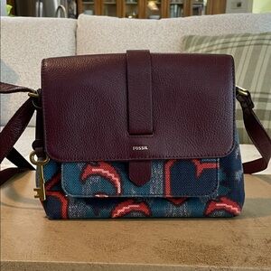 Fossil Maroon and Multicolor Crossbody Bag